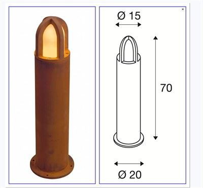Стальной конический фонарь Corten 70см