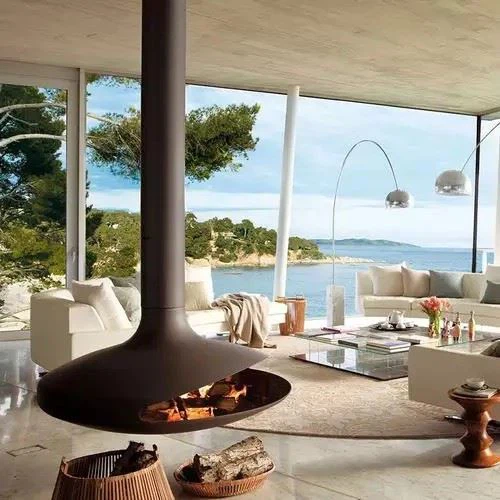 Suspended Wood Fireplace