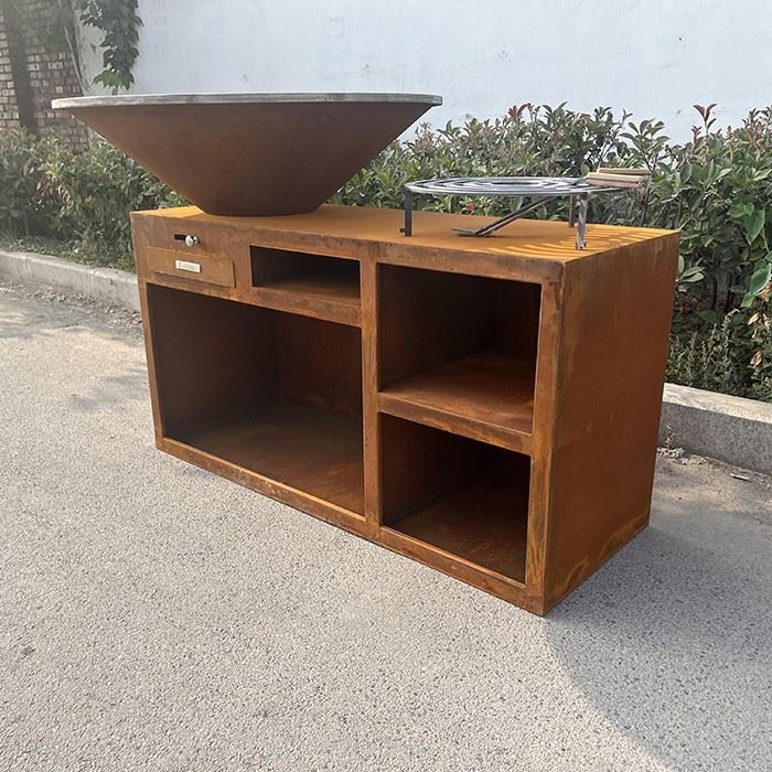 1330MM Length Long Corten BBQ Grill Cooking Table high quality