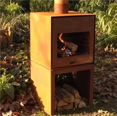 Садовый ржавый камин из кортеновской стали